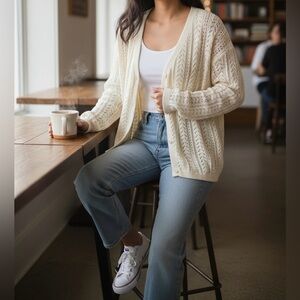 Eddie Bauer Cream Women's Crew Neck Sweater
